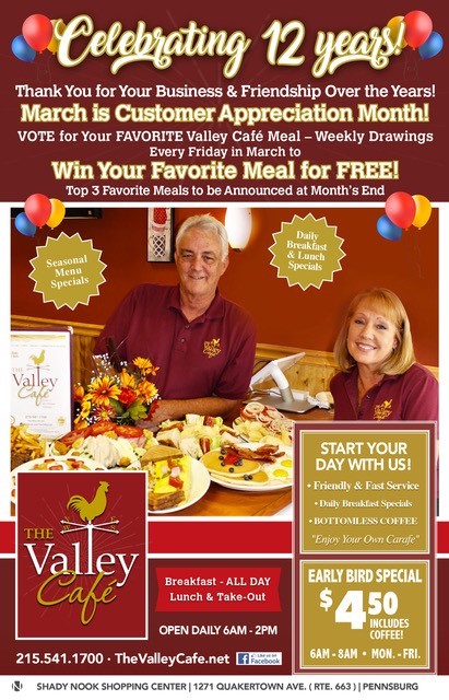 The Valley Cafe is celebrating 12 years in March 2023! Please support local business