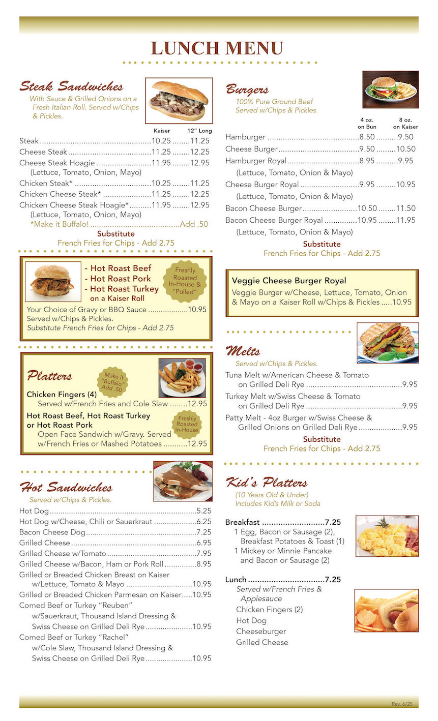 Lunch Menu continued